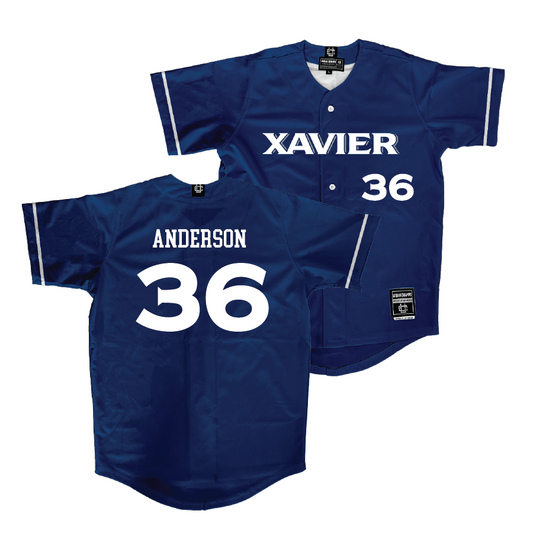 Xavier Baseball Navy Jersey - Caleb Anderson | #36