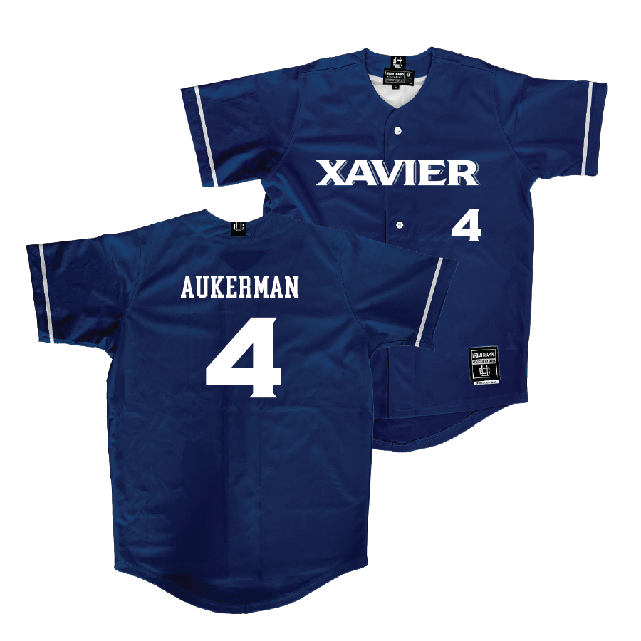 Xavier Baseball Navy Jersey - Matthew Aukerman | #4
