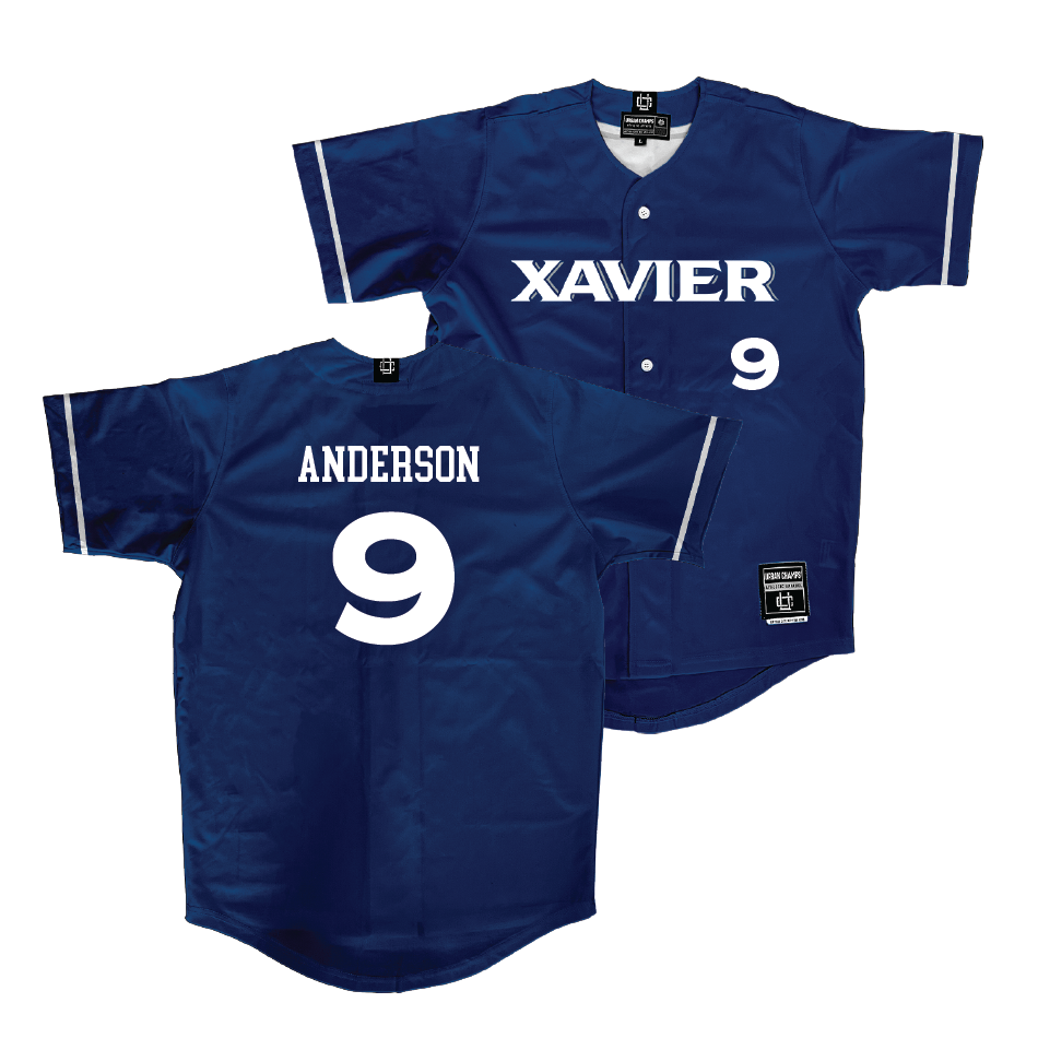 Xavier Baseball Navy Jersey - Aedan Anderson