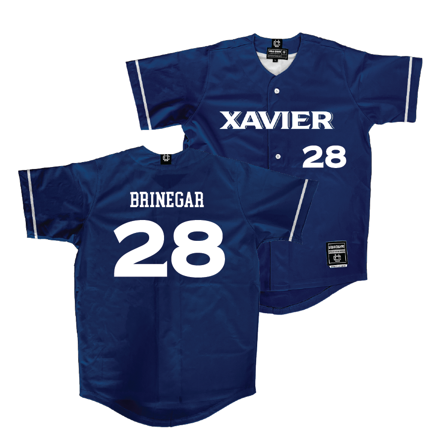 Xavier Baseball Navy Jersey - Braxton Brinegar | #28