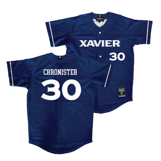 Xavier Baseball Navy Jersey - Ashton Chronister