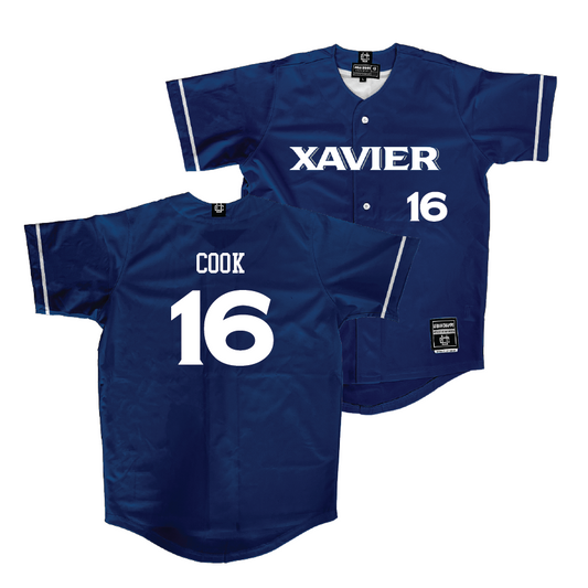 Xavier Baseball Navy Jersey - Aiden Cook