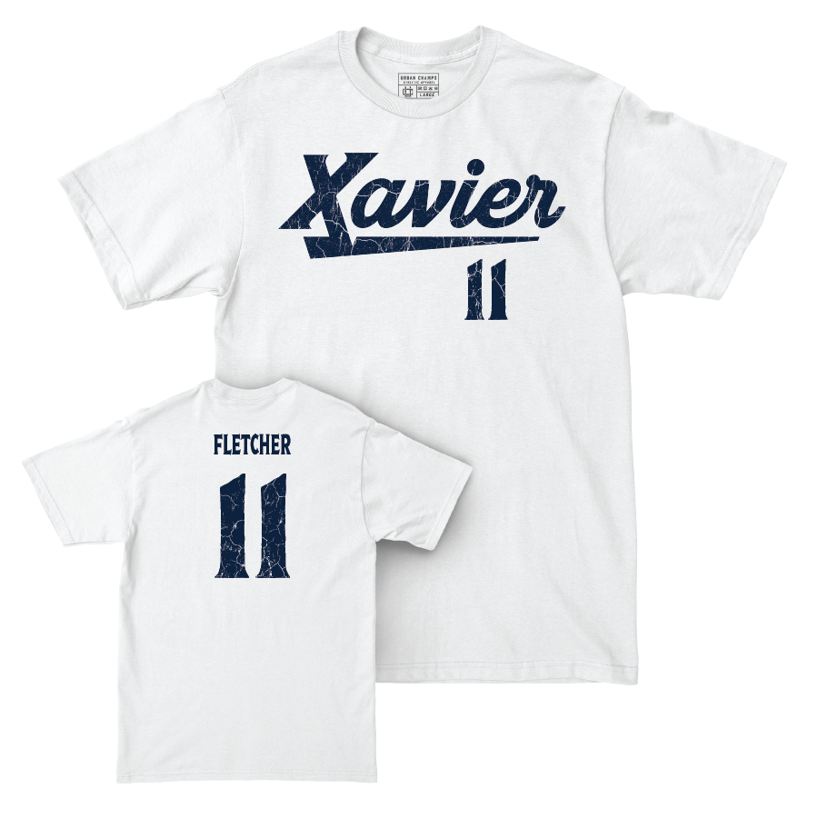 Men's Basketball White Script Comfort Colors Tee  - Cam'Ron Fletcher