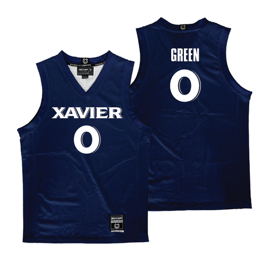 Xavier Men's Basketball Navy Jersey - Trey Green