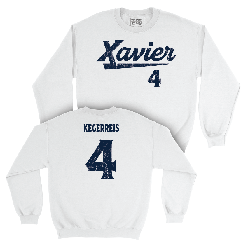 Men's Soccer White Script Crew  - Luke Kegerreis