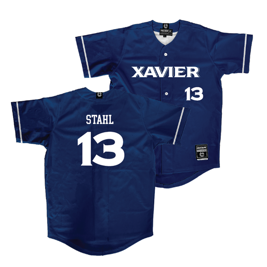 Xavier Baseball Navy Jersey - Nathan Stahl