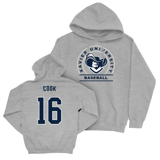 Baseball Sport Grey Logo Hoodie - Aiden Cook Youth Small