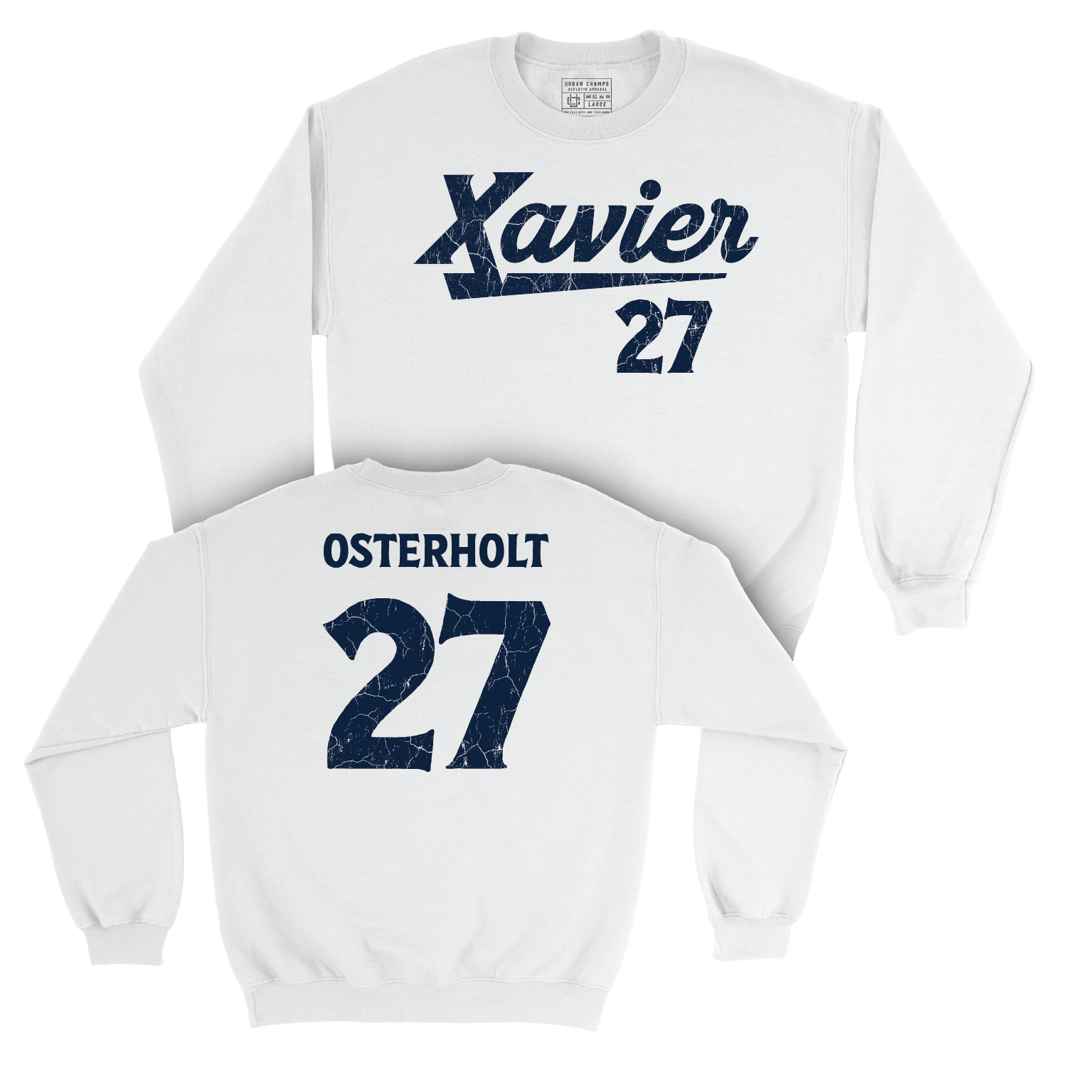 Men's Soccer White Script Crew - Brandon Osterholt Youth Small