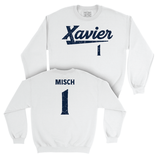 Baseball White Script Crew - Connor Misch Youth Small