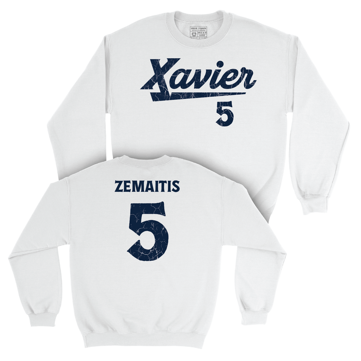 Baseball White Script Crew - Drew Zemaitis Youth Small