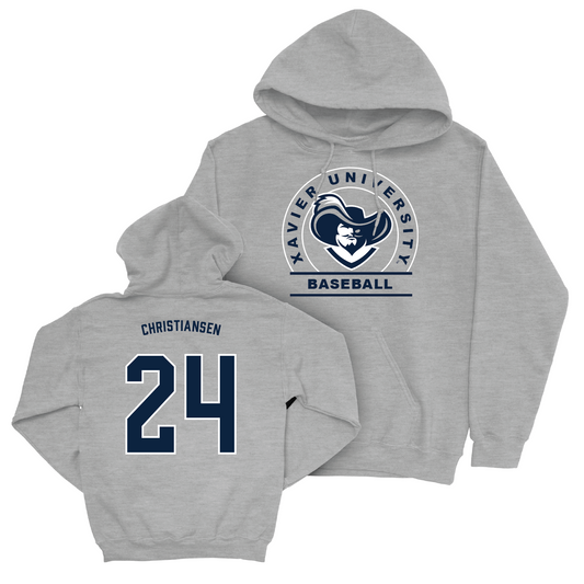 Baseball Sport Grey Logo Hoodie - Hayden Christiansen Youth Small