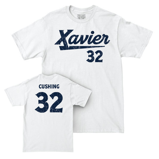 Baseball White Script Comfort Colors Tee - Jared Cushing Youth Small