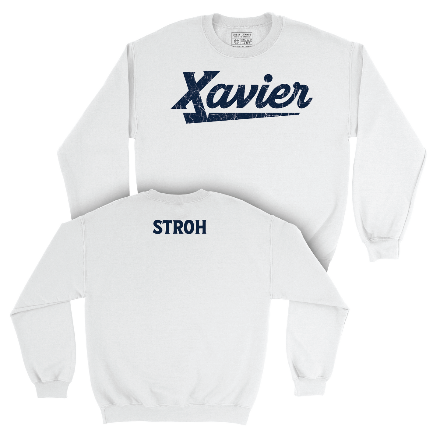 Men's Swim & Dive White Script Crew - Nick Stroh Youth Small