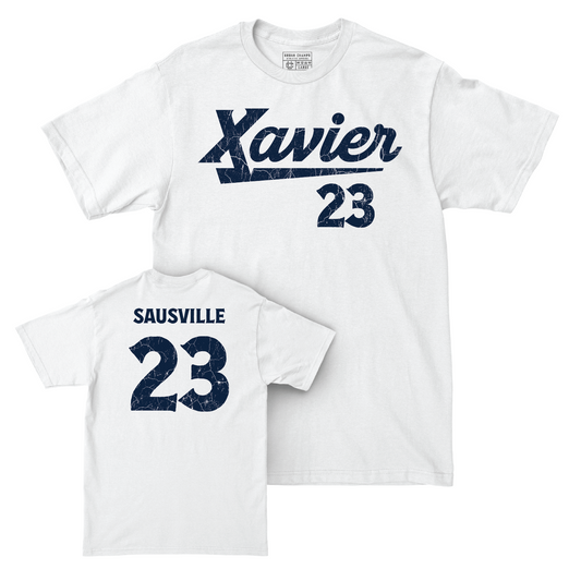 Baseball White Script Comfort Colors Tee - Tyler Sausville Youth Small