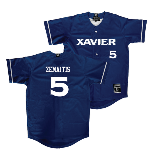 Xavier Baseball Navy Jersey - Drew Zemaitis | #5