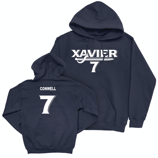 Men's Basketball Navy Wordmark Hoodie  - Ryan Conwell