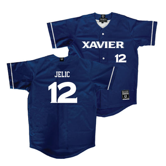 Xavier Baseball Navy Jersey   - Jason Jelic