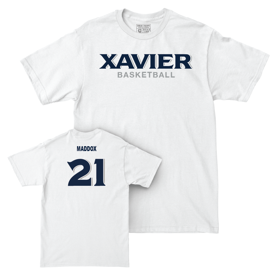 Men's Basketball White Staple Comfort Colors Tee  - Dante Maddox