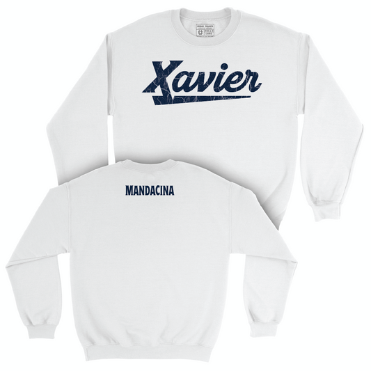 Men's Swim & Dive White Script Crew  - Brayden Mandacina