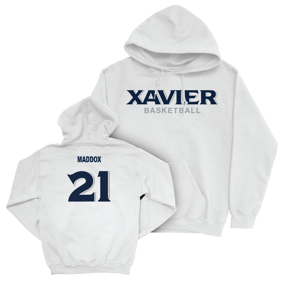 Men's Basketball White Staple Hoodie  - Dante Maddox