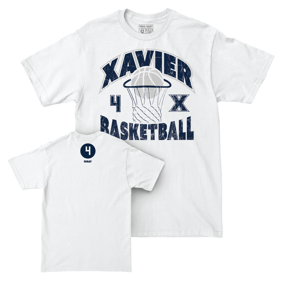 Men's Basketball White Hardwood Comfort Colors Tee  - John Hugley