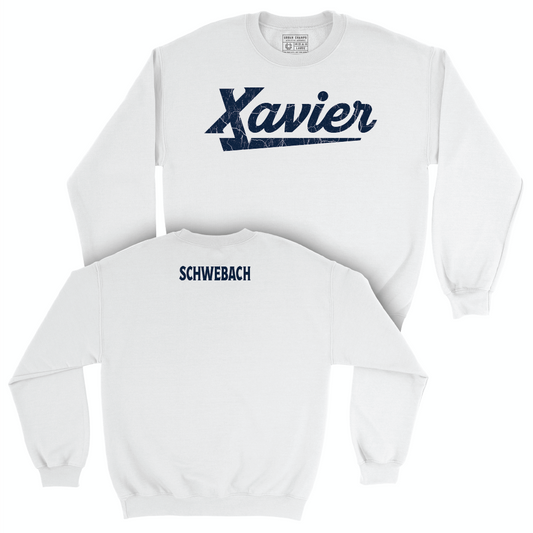 Men's Swim & Dive White Script Crew  - Owen Schwebach