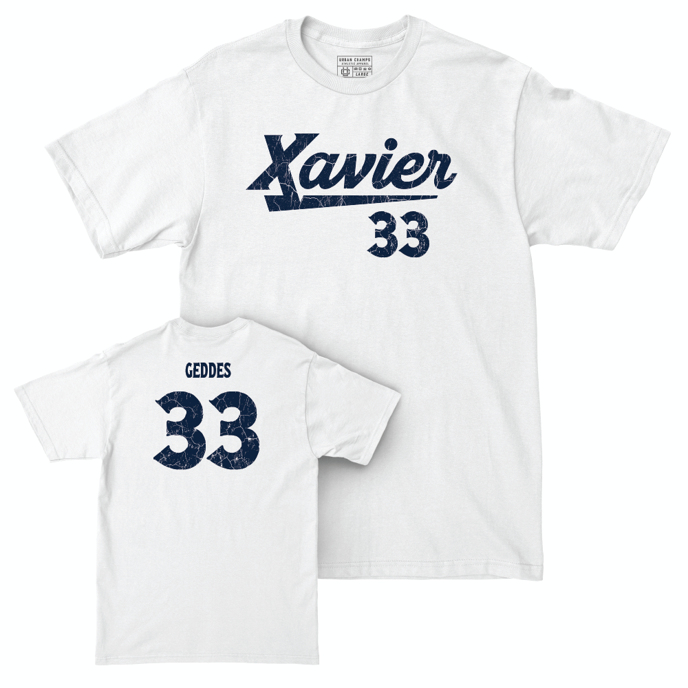 Baseball White Script Comfort Colors Tee  - Trevor Geddes